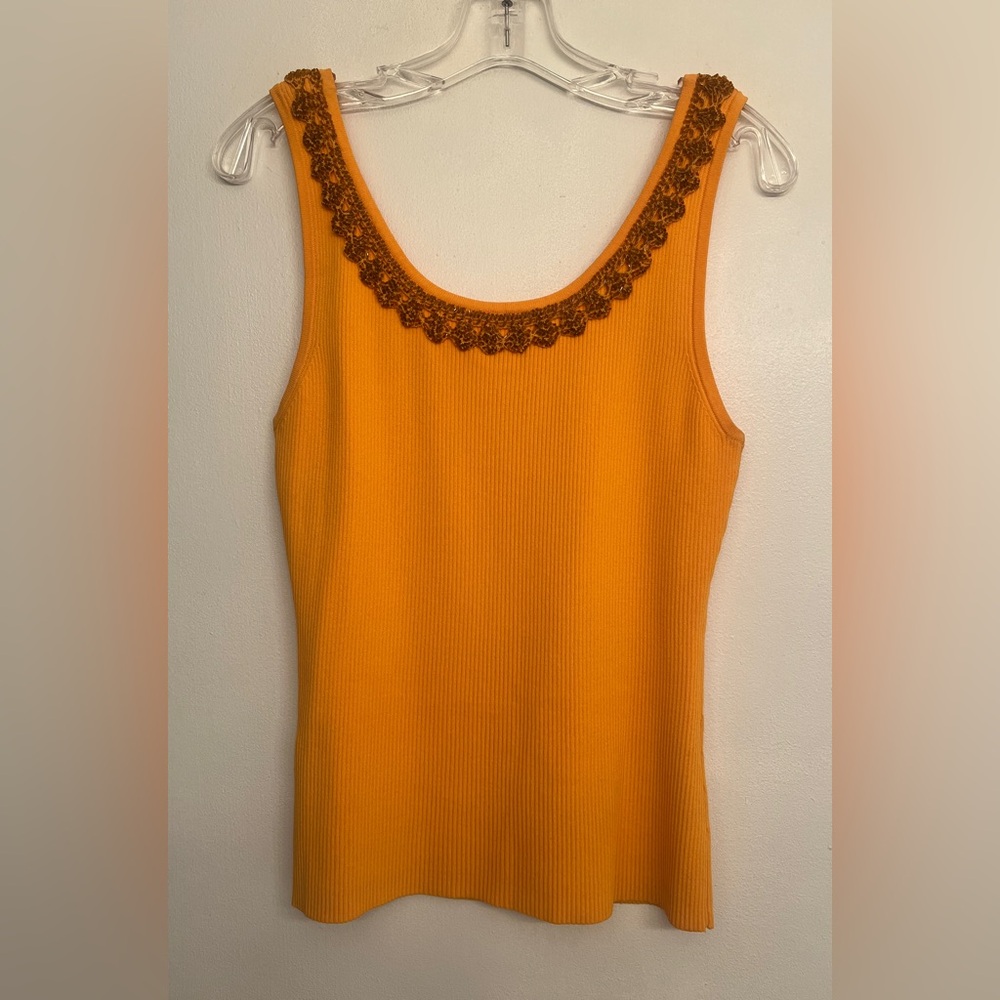 Cache Rib Knit Bead Embellished
Neck Stretch Top Size L - Picture 2 of 7